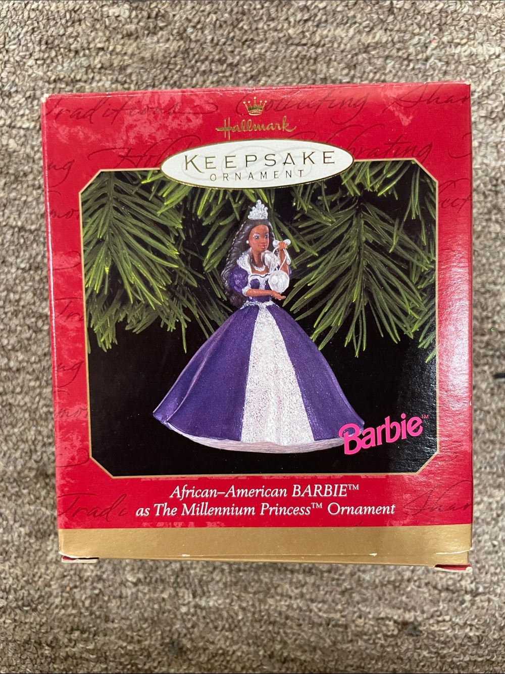 Hallmark Keepsake Ornament African-American Barbie Millennium Princess 2000 NIB